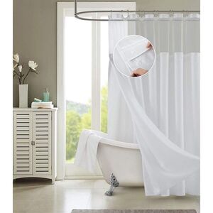 Dainty Home -  Complete Shower Curtain With Detachabl White